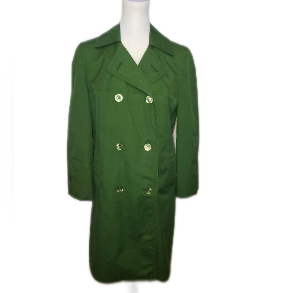 London Fog Vintage 1980s Deep Green Double Breasted Weatherproof Coat. 8P